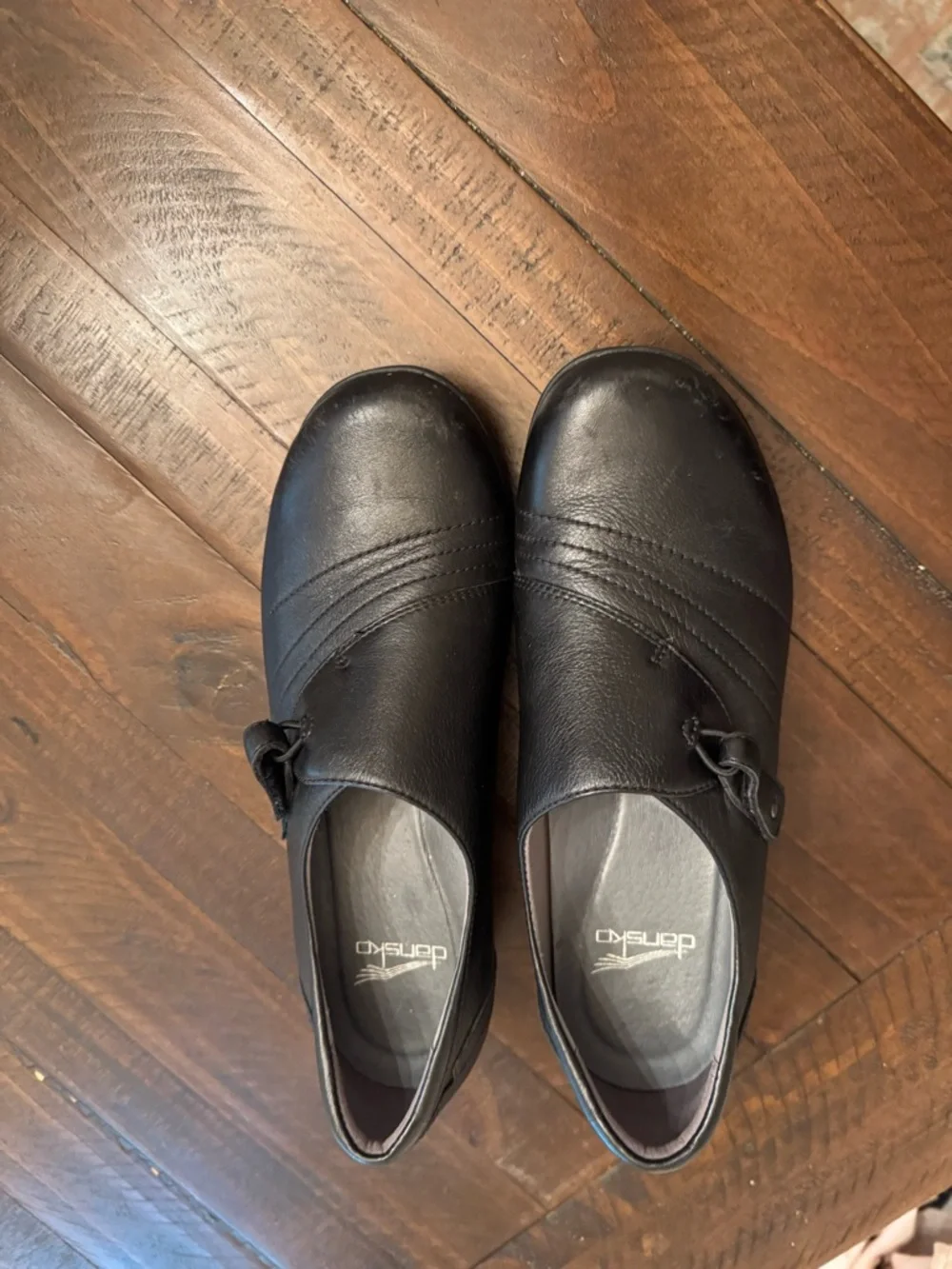 Dansko Franny Women’s Black Leather Slip On Wedge Sz 38 Comfort Arch Support